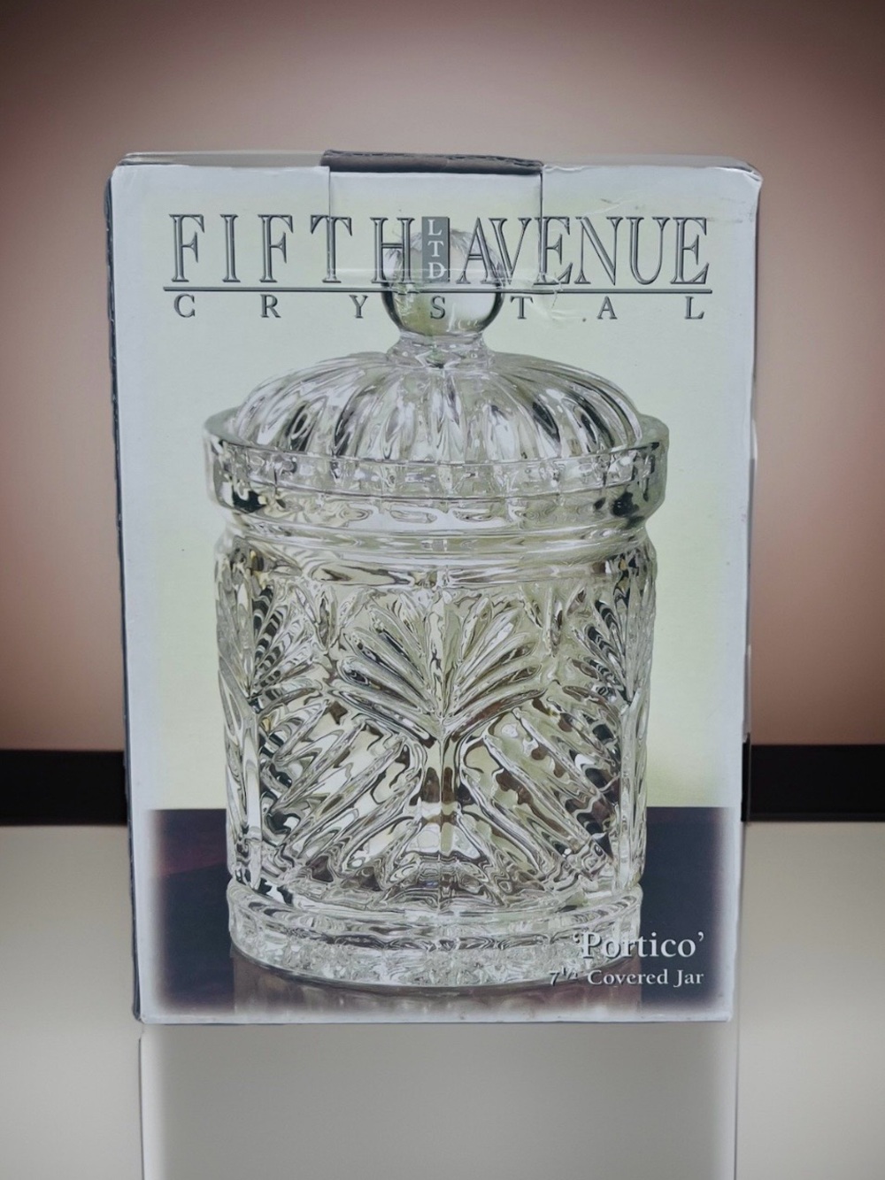 Fifth Avenue Crystal Portico 7.5" Covered Jar Clear - NEW